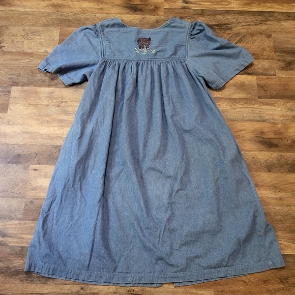 Go Softly Women's Patio Zip-up Denim Dress with Embroidered Animals Size Large - Picture 8 of 9